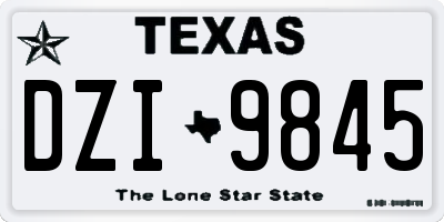 TX license plate DZI9845