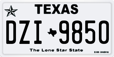 TX license plate DZI9850