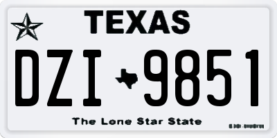 TX license plate DZI9851
