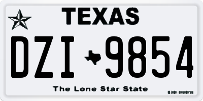 TX license plate DZI9854