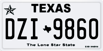 TX license plate DZI9860