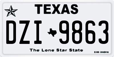 TX license plate DZI9863