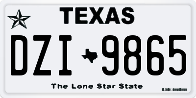 TX license plate DZI9865