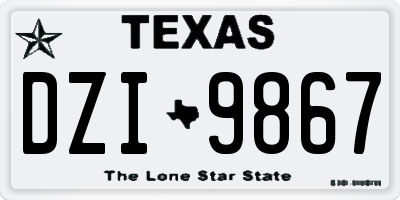 TX license plate DZI9867