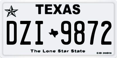 TX license plate DZI9872