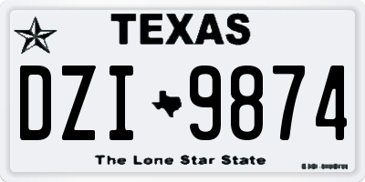 TX license plate DZI9874