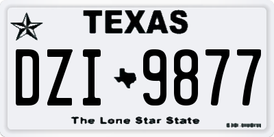 TX license plate DZI9877