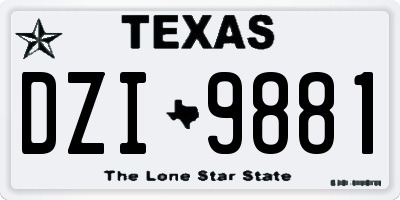 TX license plate DZI9881
