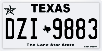TX license plate DZI9883
