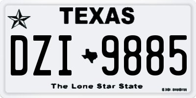 TX license plate DZI9885
