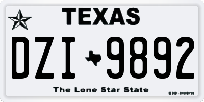 TX license plate DZI9892
