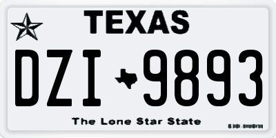 TX license plate DZI9893