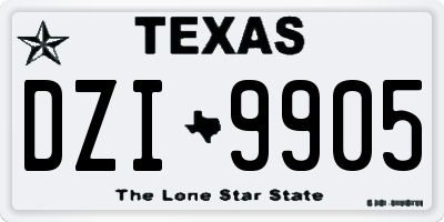 TX license plate DZI9905