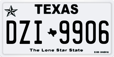 TX license plate DZI9906