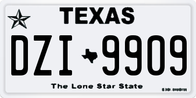 TX license plate DZI9909