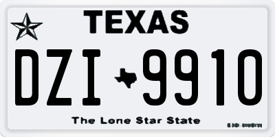 TX license plate DZI9910