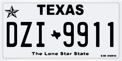 TX license plate DZI9911