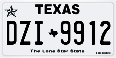 TX license plate DZI9912