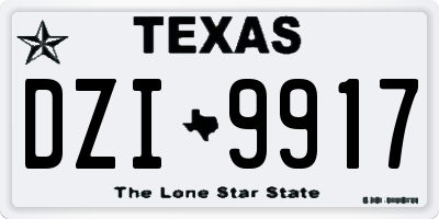 TX license plate DZI9917