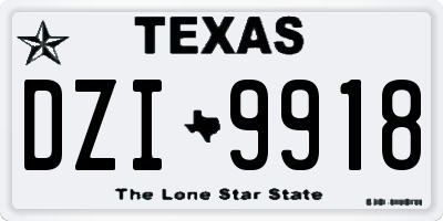 TX license plate DZI9918