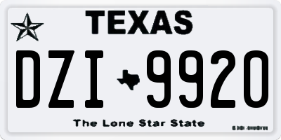 TX license plate DZI9920
