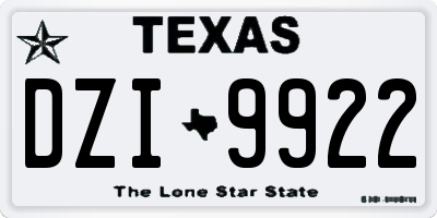 TX license plate DZI9922