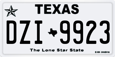 TX license plate DZI9923