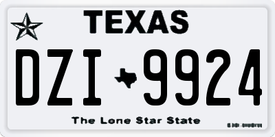 TX license plate DZI9924