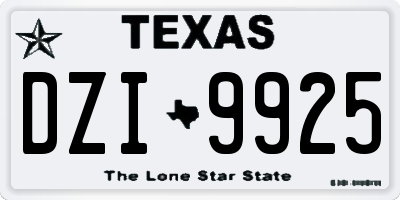 TX license plate DZI9925