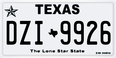 TX license plate DZI9926