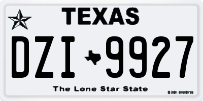 TX license plate DZI9927