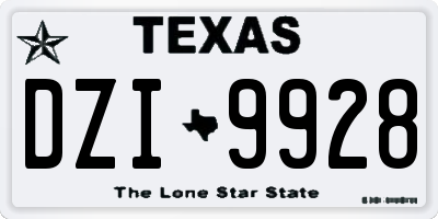 TX license plate DZI9928
