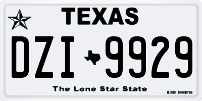 TX license plate DZI9929