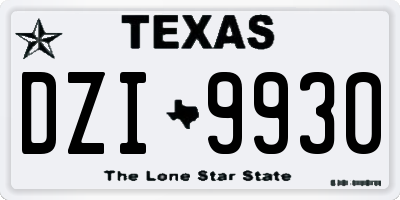 TX license plate DZI9930