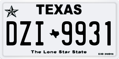 TX license plate DZI9931