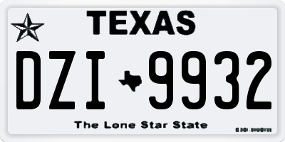 TX license plate DZI9932