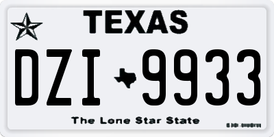 TX license plate DZI9933