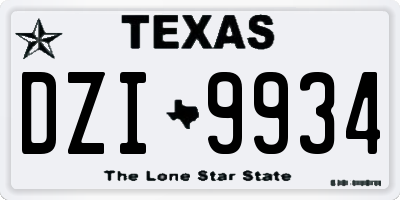 TX license plate DZI9934