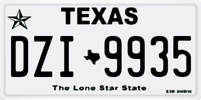 TX license plate DZI9935