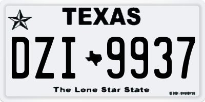 TX license plate DZI9937