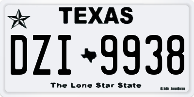 TX license plate DZI9938