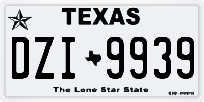 TX license plate DZI9939