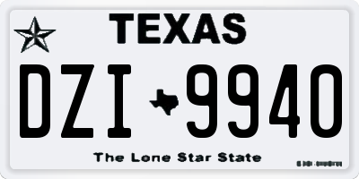 TX license plate DZI9940