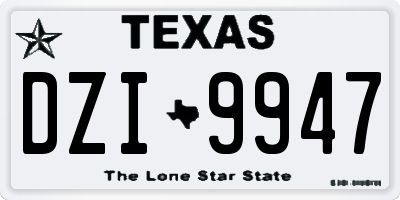 TX license plate DZI9947
