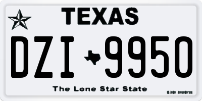 TX license plate DZI9950
