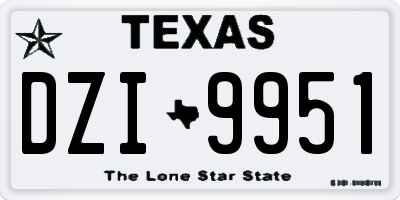TX license plate DZI9951
