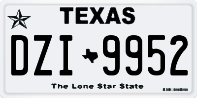 TX license plate DZI9952