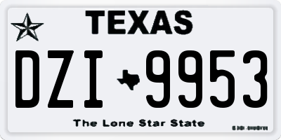 TX license plate DZI9953
