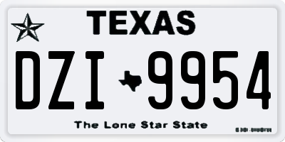TX license plate DZI9954