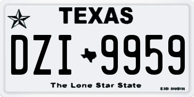 TX license plate DZI9959